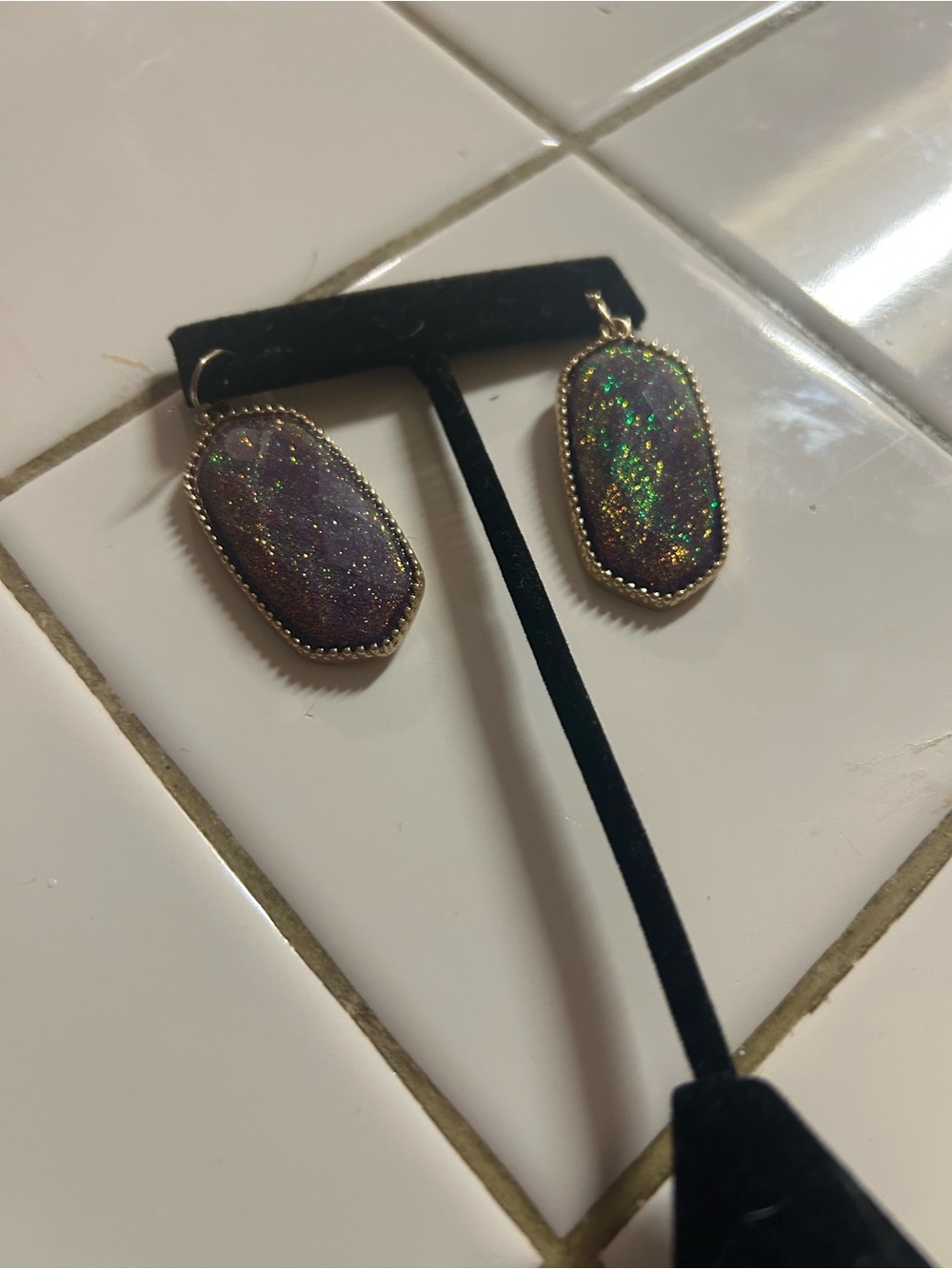 Kendra Scott Gold-Trim Purple Danielle Earrings
